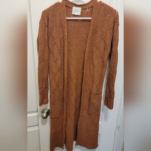 Pink Rose Rust Knit Cardigan Sweater